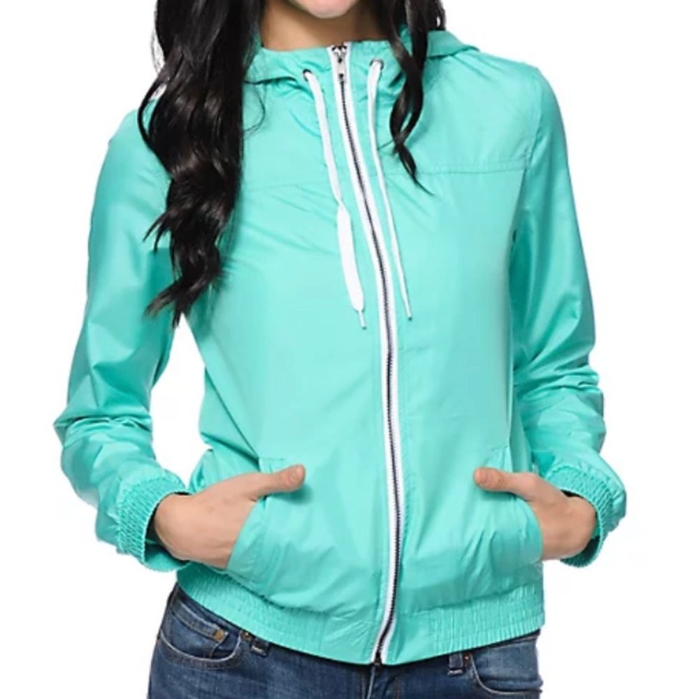 Zone Teal Blue Hooded Windbreaker